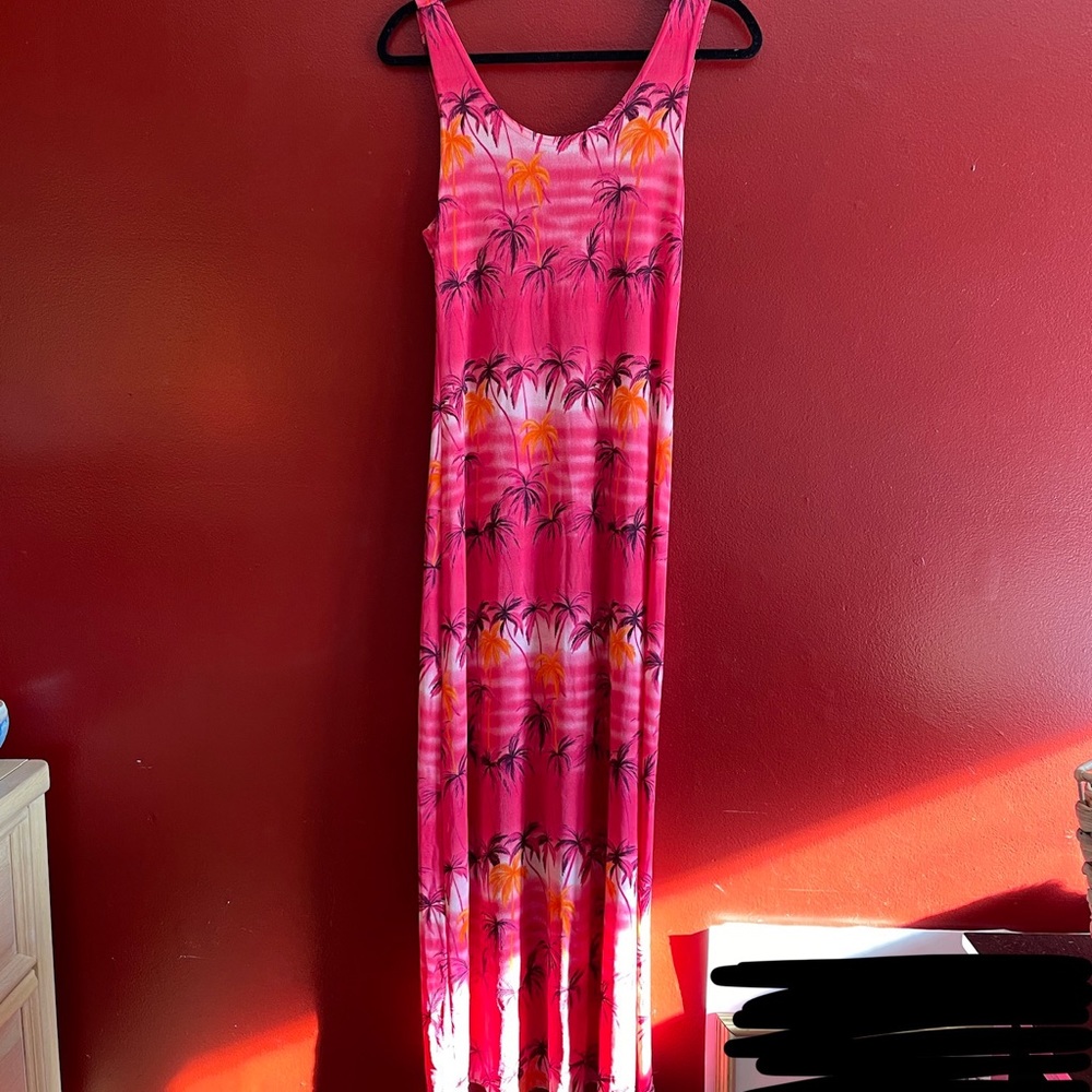 Tropical palm tree print dress